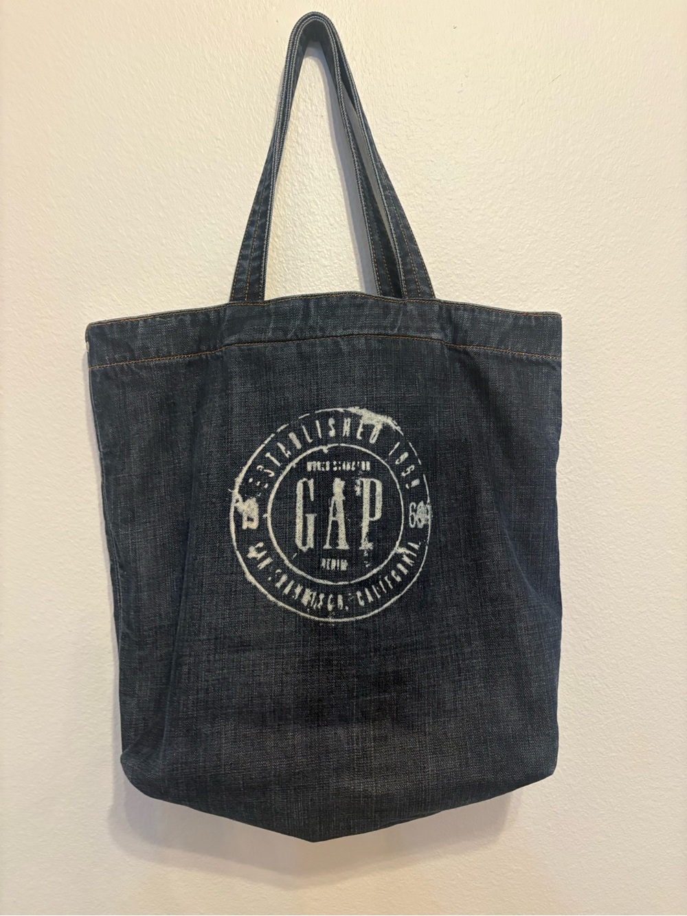 Vintage Gap dark wash denim tote bag